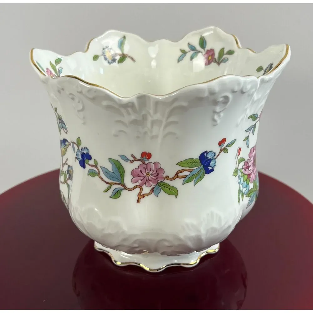 Vintage Aynsley Pembroke Victorian Cachepot Fine English Bone China Jardiniere